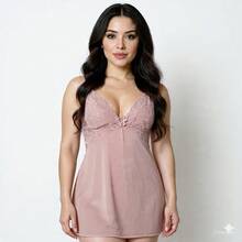 Sexy Women's Nightgown With Lace, Sleepwear - 乾枯玫瑰色 - 查看 5