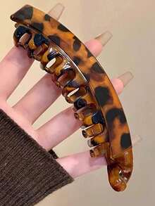 3pcs Leopard Print Extra Large Banana Hair Clips, Caramel Color, Suitable For Thick Hair, Fashionable And Versatile, Casual, Suitable For Travel, Photography, Daily Wear, Practical Hair Accessory. Hair Clips, Hair Pins, Hair Barrettes, Hair Claws, Student Supplies, Elegant Hair Clips, Winter Hair Accessories Elegant Claw Clip Summer Beach Vacay,Holiday - Multicolor - View 8