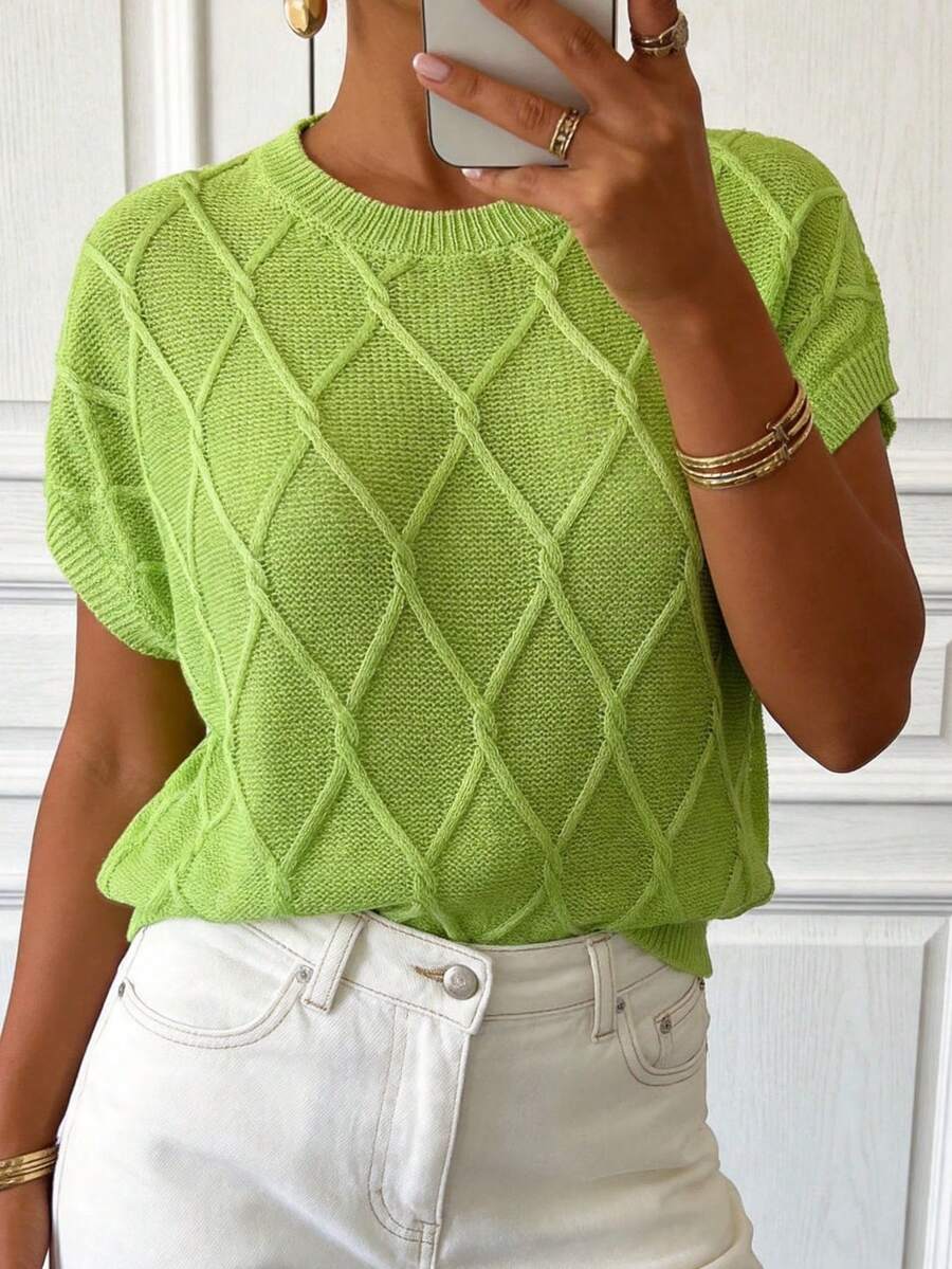 Plus Size Spring/Summer Sleeveless Knit Top - Autumn Fragrance Green - View 1