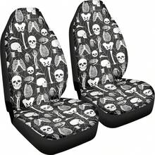 Skull Mushroom Print Car Front Seat Covers,Universal Car Seat Cushion Set,Suitable For Cars, SUVs, And Trucks,Perfect For Holiday Gift Or Special Occasion Present. - 骷髏頭骨蜘蛛網 - 查看 3