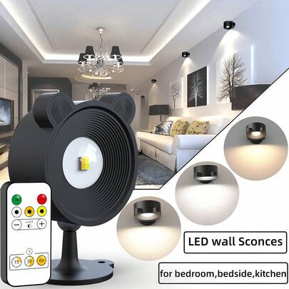 4/2/1pc Picture Lights For Wall, LED Wall Mounted Lights, 1200mAh Rechargeable Battery, 360°Rotation Dimmable Cordless Wall Light With 3 Color Temps, Dimmable And Timer, Touch And Remote Control Dimmable Timer, Wall Decor Light For Art Display, Frame And Bedroom Lighting