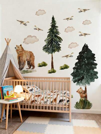 1 cái - Giấy dán tường - [Hổ, Rừng động vật] Hình dán trang trí cho phòng bé trai, phòng bé gái, phòng khách, phòng ngủ, cửa sổ, có thể tháo rời và cá nhân hóa, quà tặng nghệ thuật trang trí tường sáng tạo cho trẻ em