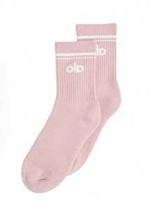 Alo Yoga Crew Socks, Socks Men/Women ,Cushioned Cotton Athletic Arch Support Moisture Wicking,1-Pairs - Baby Pink - View 3