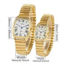 XAPWV Đồng hồ đôi dây đeo co giãn, mặt số La Mã hình thùng, đồng hồ đeo tay thời trang tối giản dành cho nam và nữ. - Nhiều màu - Xem 4