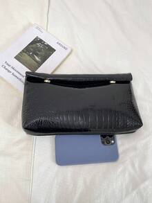 Túi xách nữ cầm tay cỡ lớn kiểu Hàn Quốc mới năm 2026, túi phong bì tối giản viền cuộn, túi xách thời trang thanh lịch. - màu đen - Xem 8