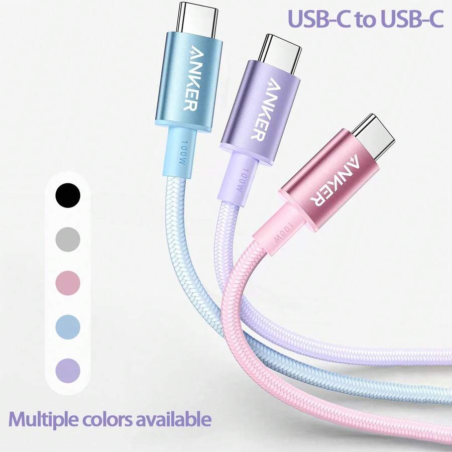 anker USB-C to Type-C 尼龍編織快充線,支援快速充電,相容於 iPhone 17/16/15/Pro/Pro Max/iPad 及安卓,室內戶外旅行車載皆宜 - 多色多尺寸 - 查看 1