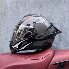 1 pieza Casco de motocicleta de cara completa con alerón grande y aerodinámico, equipo de conducción unisex para todas las estaciones - Espejo a color 703 - Ver 45