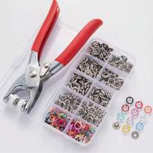 100 Uds anillos de punta 9,5mm botones de hebilla alicates de Color Metal botón a presión garra DIY Set alicates de presión de mano remache hebilla herramienta de costura - 1 caja - Ver 3