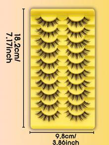 Fengxiu Eyelash 10 Pairs D Curl Spiky Eyelashes Yellow Packaging Fluffy Wispy Faux Mink Lashes Curly Spiky Tail Lash Extension Soft Reusable Eye Beauty,Fine Natural, Grafted Appearance, Faux Mink, Transparent Band, Y2K Style, 3D Fluffy Long Cat Eye, Natural Thick Eyelash Extensions - Black - View 8