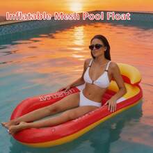 1pc Inflatable Backrest Lounger, Adult Summer Swimming Pool And Beach Floating Raft, Party Use, Perfect Summer Gift, Swimming Pool Floating Lounger, Pool Inflatable, Beach Essentials, Pool Float - Multicolor - View 8