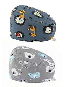 1pc Women's Cartoon Animal & Floral Print Medical Cap, Adjustable Strap, Suitable For Doctors, Nurses, Beauty Salons, Dental Clinics, Veterinary Hospitals And Other Medical Institutions - Multicolor - View 7