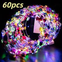 30pcs Glowing Flower Garland Headband Party Supplies Glow In The Dark, Lighting Up Fresh Flowers Flower Garlands Holiday Gifts Suitable For Christmas, Halloween, Weddings, Parties, And Birthdays - A - 查看 14