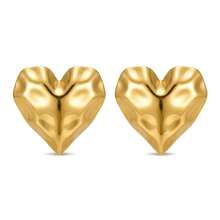 Stainless Steel Hammered Heart Stud Earrings, Elegant Everyday Wear Earrings For Women, Versatile For Dresses, T-Shirts, Jeans, Bodysuits - Retro Chic INS Style Earrings For Parties, Holidays, Weddings - Multicolor - View 12