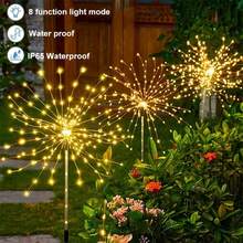 60/200/300 LED - Luces ambientales solares tipo fuegos artificiales LED, 8 modos, adecuadas para centros comerciales, patios de entrada, iluminación de balcones, decoración para el Día de San Valentín, Pascua y luces decorativas ambientales - Multicolor - Ver 7