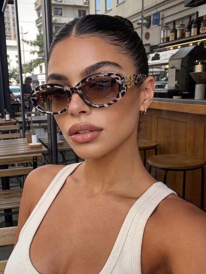 Leopard Print Sunglasses, Retro Oval Plastic Fashion Glasses, Classic Style For Outdoor Travel Beach Vacation Casual Wear, Summer UV Protection Driving Sunglasses Unisex