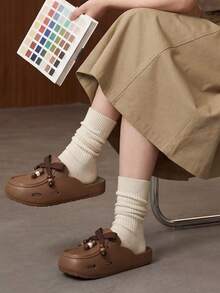 1 Pasang Sandal Selop Wanita Serbaguna, Sol Tebal EVA, Desain Anti Selip, Sandal Kasual Datar, Cocok untuk Musim Semi/Panas - Coffee Brown - View 8