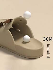 1 Pair Women's Fashion Versatile EVA Thick-Sole Bow Tie Hollow Slip-On Sandals, Non-Slip Design Flat Casual Slippers, Suitable For Spring/Summer - Khaki - View 9