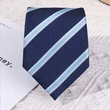 1pc Men's Coffee Striped Polyester Necktie, Collegiate Style Suitable For Daily Use,Accessories,Festival,Gifts - Tie-8203 - View 2