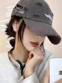 New Distressed Baseball Cap, Unisex Korean Style Embroidered Sun Visor Hat,Summer,Beach,Holiday - A - View 12