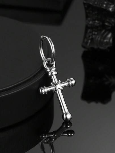 1 pieza Colgante de cruz delicado de acero inoxidable, pendiente de estilo retro punk personalizado para hombres