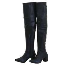 Lirom Women's Over-The-Knee Pleated Boot With Zipper, Long Shaft, Chunky Heel, Pointed Toe, Comfortable - màu đen - Xem 5