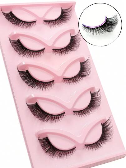 5 Paar Katzenauge Künstliche Wimpern, 20mm flauschige natürliche weiche zarte Wimpern, dicke & verlängerte Wimpernspitzen