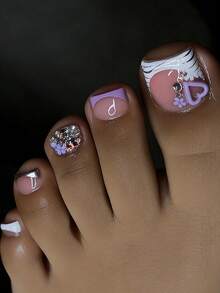 24pcs Short Square Toe Nail Art Stickers, Elegant Leopard Print, Sparkling Rhinestone Heart & Flower Designs, Glossy Finish, Versatile For Dates, Parties, Spring/Summer, Autumn/Winter Daily Wear, Removable Press-On Nails Set With Jelly Gel And File Included, Random Jelly Gel Color - Multicolor - View 4