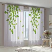 Bộ 2 rèm voan mỏng có họa tiết dây leo xanh và bướm, in phẳng 2D, và có độ trong suốt nhất định, mang đến phong cách tươi mới và tự nhiên, phù hợp cho phòng khách, phòng ngủ và phòng ăn. - Nhiều màu - 2 chiếc - Xem 7
