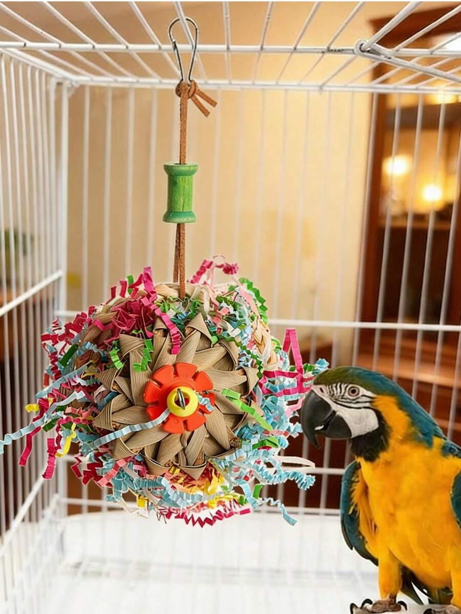 Juguete de linterna de pájaro de Navidad, juguete de linterna de loro de papel DIY, adecuado para que las aves mastiquen, afilen sus dientes y limpien sus bocas, decoración de jaula de pájaros, juguete de pájaro de Navidad, sin baterías, cuentas de colores aleatorios. Regalo para amantes de las aves, juguete de masticación natural para aves, aperitivo pequeño para loros, accesorio de regalo para jaula de pájaros - Ver 1