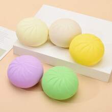 1 Piece Of Dumpling/Bun Squeeze Toy, Dumpling Stress Relief Ball, Steamed Bun Squeeze Toy Stress Relief Ball, Adult, Random Color - 1個隨機顏色(帶籠子) - 查看 5