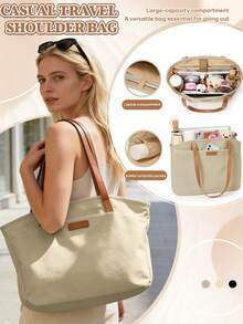 Sac fourre-tout pour étudiantes, sac pour ordinateur pour les cours, sac de navetteur, sac à main grande capacité multi-couches, sac messager pour ordinateur portable, sac de voyage, sac de bagage à main grande capacité, sac de rangement pour vêtements, sac d'embarquement pour hommes, sac de courte distance pour le moment, sac de voyage polyvalent pour week-end pour hommes et femmes en déplacement professionnel, nouveau sac de voyage, sac de rangement léger de fitness pour courte distance. - Multicolore - Voir 9