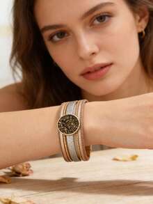 vòng tay kaki đính kim cương