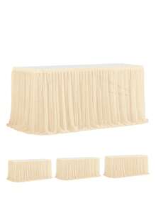 1pc Polyester Ruffled Table Skirt, Suitable For 48/72/96/108/168 Inch Rectangular Tables, Wrinkle-Resistant And Easy To Clean, Ruffle Hem Design, Ideal For Birthday, Party, Wedding, Bridal Shower, Celebration Decor - Multicolor - View 53