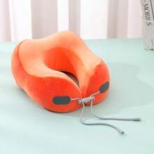 Milk Velvet Memory Foam U-Shaped Pillow, Neck Support Travel Pillow, Detachable & Washable - Orange - View 6
