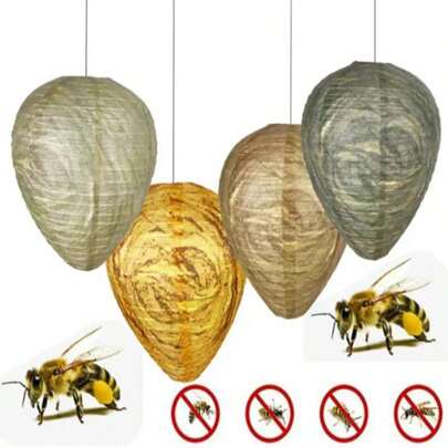 Tổ ong giả, vật đuổi ong bắp cày 1 cái 22x28cm, giấy treo, dùng để xua đuổi ong bắp cày cho chủ nhà và người yêu thích làm vườn. Kiểm soát ong bắp cày tự nhiên, không cần bảo dưỡng, không hóa chất, bảo vệ ngoài trời cho sân sau, hiên nhà, phong cách mộc mạc tối giản, mẹo của người nuôi ong, thủ thuật hành vi côn trùng, vật dụng cần thiết cho khu vườn mùa hè. Quà tặng thiết yếu.