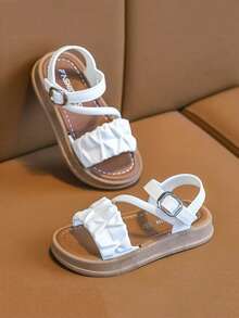 1 Par de Sandálias Infantis Versáteis de Princesa para o Verão de 2026, Sandálias Minimalistas e Modernas com Sola Rasteira e Macia para Meninas, Ideais para a Praia em Tamanhos Infantil, Grande e para Bebês. - Branco - Ver 4