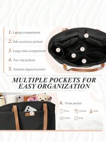 Sac fourre-tout pour étudiantes, sac pour ordinateur pour les cours, sac de navetteur, sac à main grande capacité multi-couches, sac messager pour ordinateur portable, sac de voyage, sac de bagage à main grande capacité, sac de rangement pour vêtements, sac d'embarquement pour hommes, sac de courte distance pour le moment, sac de voyage polyvalent pour week-end pour hommes et femmes en déplacement professionnel, nouveau sac de voyage, sac de rangement léger de fitness pour courte distance. - Multicolore - Voir 6
