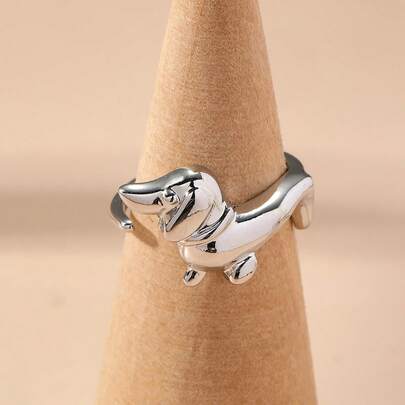 光滑狗戒指，欧美优雅戒指