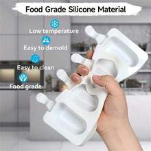 1pc Silicone 4-Cavity Ice Cream Mold, Reusable Popsicle Mold, Easy Release, Suitable For Homemade Ice Pops, DIY Popsicle Mold - White - View 9