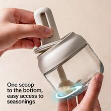 1pc Kitchen Salt & Seasoning Jar, Leak-Proof Telescopic Spice Bottle, Crystal Glass, Airtight Moisture-Proof Spice Jar - White - View 6