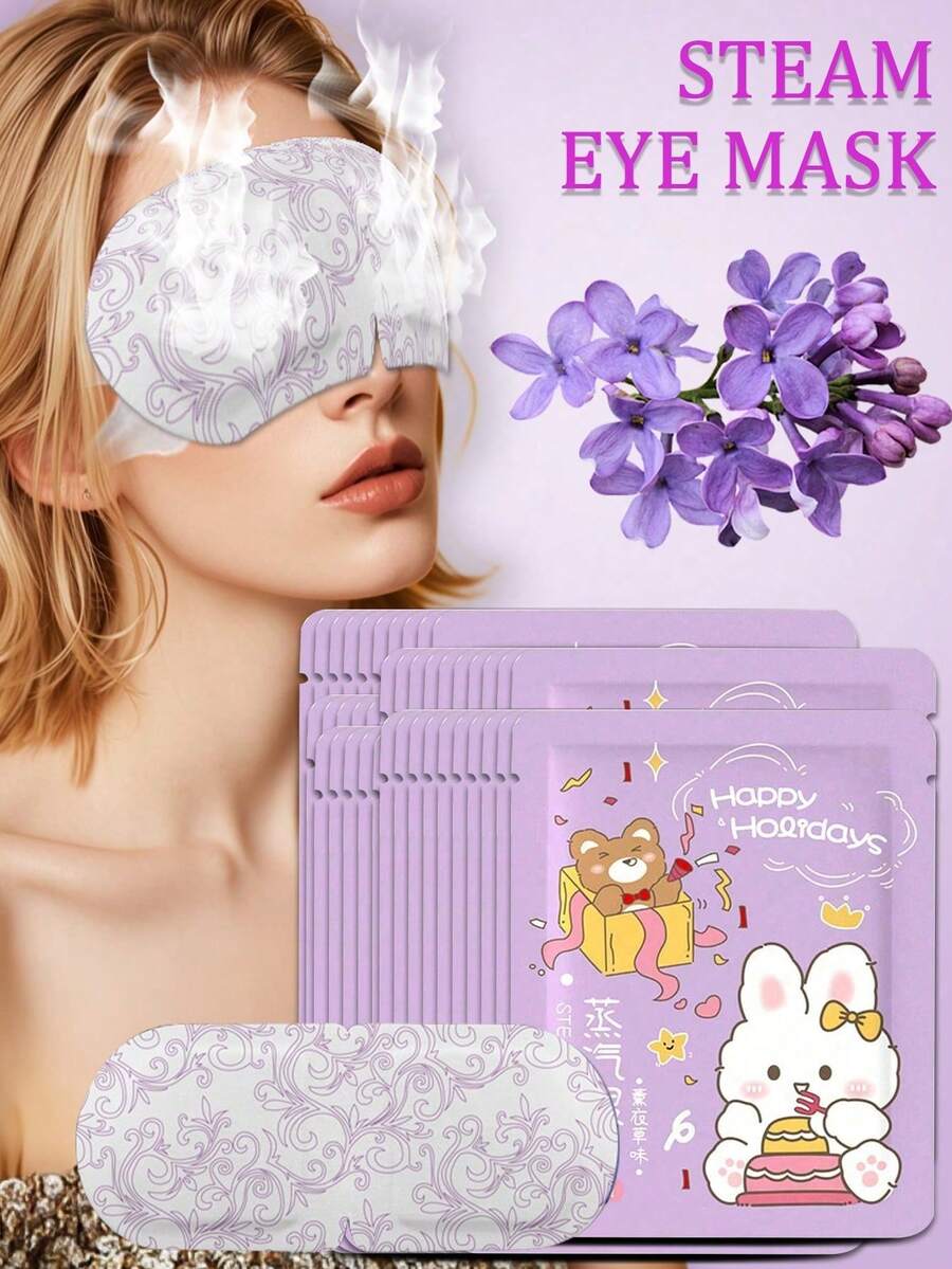 1 pieza Máscara de ojos con vapor de lavanda, alivia la fatiga ocular, mejora la calidad del sueño, autocalentable, máscara de compresa cálida desechable, calma y elimina los círculos oscuros, control de temperatura constante para un tiempo de calentamiento prolongado - Multicolor - Ver 1