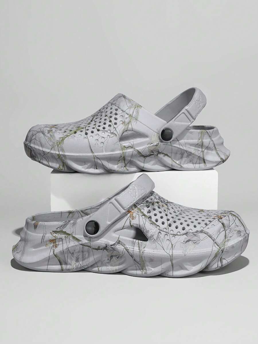Men's Outdoor Sports Anti-Slip Quick-Drying Fashionable Breathable Sandals, Suitable For Teenagers, Water Sports, Beach, Hollow Design - Light Grey - View 1