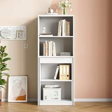 Multifunctional Folding Table Measuring 130x51x137cm That Combines A Desk And Cabinet In One Design, Four Storage Compartments For Efficient Organization, High Load Capacity, White Color. - White - View 3