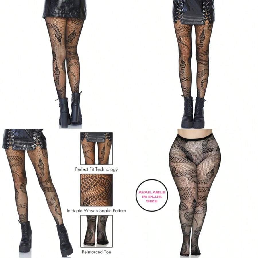Women's Dark Alternative Animal Fishnet Tights - Snake - 查看 1