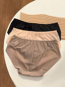 3条装女士无缝中腰内裤，舒适简约提拉透气内裤 - 彩色 - 查看 2