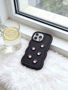 1个可爱粉色猫爪马卡龙设计2026最新热销硅胶手机壳，适用于三星Galaxy S25、S24、S24+、S24 Ultra、S24 FE、S20、S21、S22、S23以及11、12、13、14、15、16系列，具有防滑和防震保护功能，国际版，非国内版 - 黑色 - 查看 8