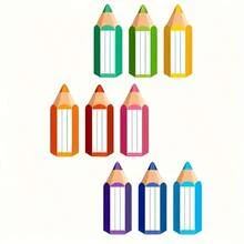 90pcs Of 9.14x3.05 Cm Colored Pencil Name Label Stickers - Student Desk Pencil-Shaped Classroom Name Tag Stickers, Suitable For Teacher Supplies - Multicolor - View 3
