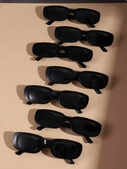 6 Pairs Y2K Style Square Frame Cute Casual Unisex Retro Sports Fashion Glasses, Beach Accessories For Women Summer Beach Holiday Outdoor Travel