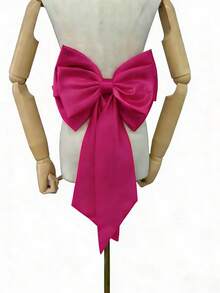 A Pink Satin Back Bow Cute Accessory Waist Decoration,Summer,Beach,Wedding - Multicolor - View 13