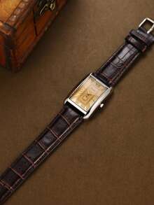 1pc Men's Quartz Watch With Fashionable Temperament Suitable For Daily Matching Birthday/Graduation Gifts Casual Gatherings - Brown - View 4